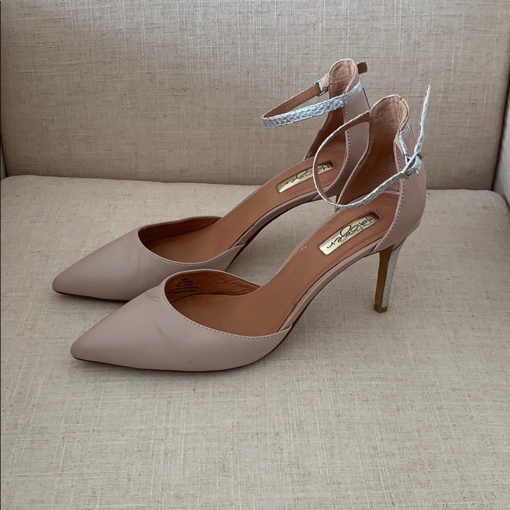 Halogen Pointed Toe Ankle Strap Blush Heels